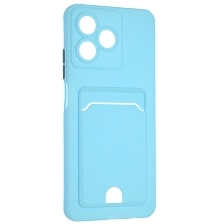 Чехол накладка BUTTON для Realme C51, Realme C53, Realme Note 50, защита камеры, силикон, отдел для карт, цвет голубой Чехол накладка BUTTON для Realme C51, Realme C53, Realme Note 50, защита камеры, силикон, отдел для карт, цвет голубой