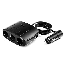 Автомобильный разветвитель OLESSON 1635, 100W 12/24V на 3 выхода, 2 USB входа на 5V-1200mA, цвет черный Автомобильный разветвитель OLESSON 1635, 100W 12/24V на 3 выхода, 2 USB входа на 5V-1200mA, цвет черный