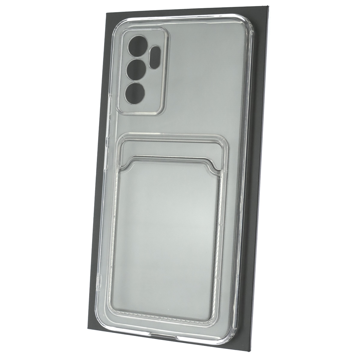 Чехол накладка CARD CASE для VIVO V23E, силикон, отдел для карт, цвет прозрачный Чехол накладка CARD CASE для VIVO V23E, силикон, отдел для карт, цвет прозрачный