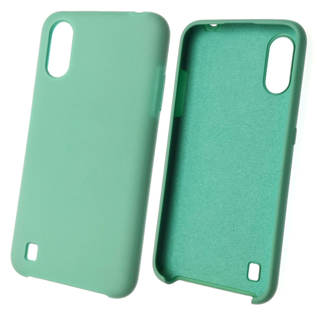 Чехол накладка Silicon Cover для SAMSUNG Galaxy A01 (SM-A015), силикон, бархат, цвет синий океан | РЕТРО 6