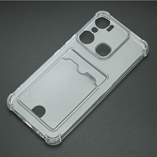 Чехол накладка CARD CASE для INFINIX Hot 12 PRO, силикон, отдел для карт, защита камеры, цвет прозрачный Чехол накладка CARD CASE для INFINIX Hot 12 PRO, силикон, отдел для карт, защита камеры, цвет прозрачный