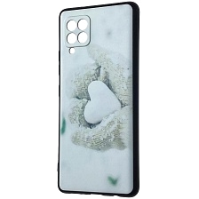 Чехол накладка для SAMSUNG Galaxy A12 (SM-A125), силикон, рисунок снежное сердце Чехол накладка для SAMSUNG Galaxy A12 (SM-A125), силикон, рисунок снежное сердце