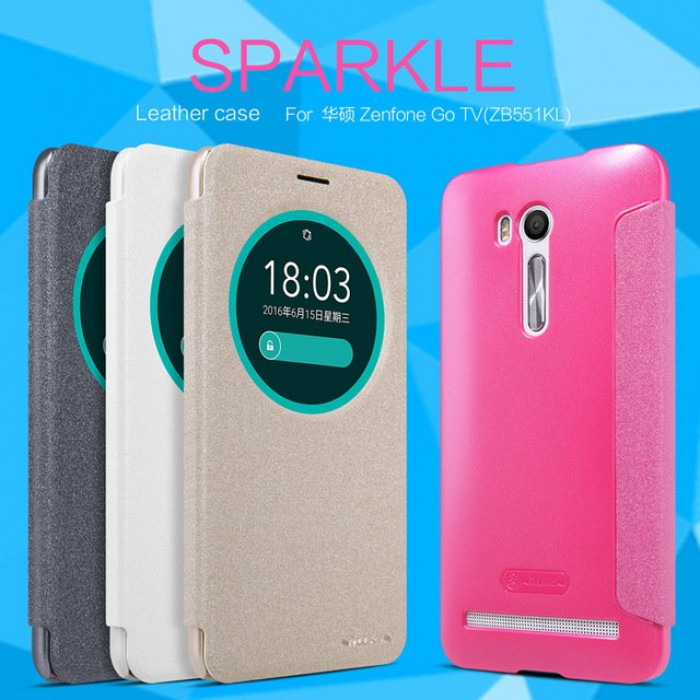 Чехол книжка NILLKIN для ASUS ZenFone GO ZB551KL, с окошком, экокожа, цвет золотистый. Чехол книжка NILLKIN для ASUS ZenFone GO ZB551KL, с окошком, экокожа, цвет золотистый.