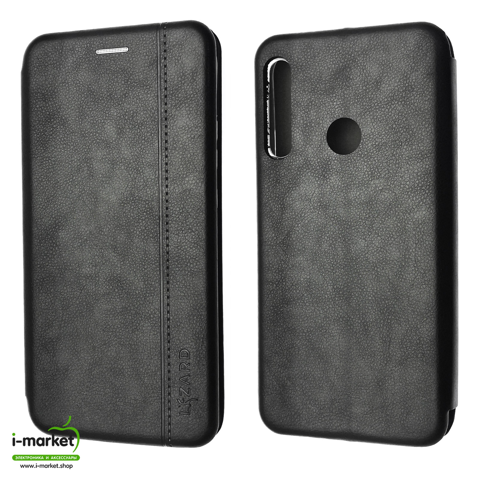 Чехол книжка LIZARD для HUAWEI Honor 9C, P40 Lite E, Y7P, экокожа, визитница, цвет черный.