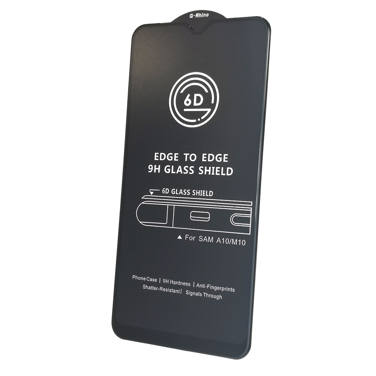 Защитное стекло 6D G-Rhino для SAMSUNG Galaxy A10 (SM-A105), M10 (SM-M105), A10s (SM-A107), цвет окантовки черный