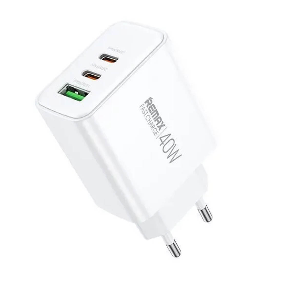 СЗУ (Сетевое зарядное устройство) REMAX RP-U123, 40W, 1 USB, 2 USB Type C, цвет белый