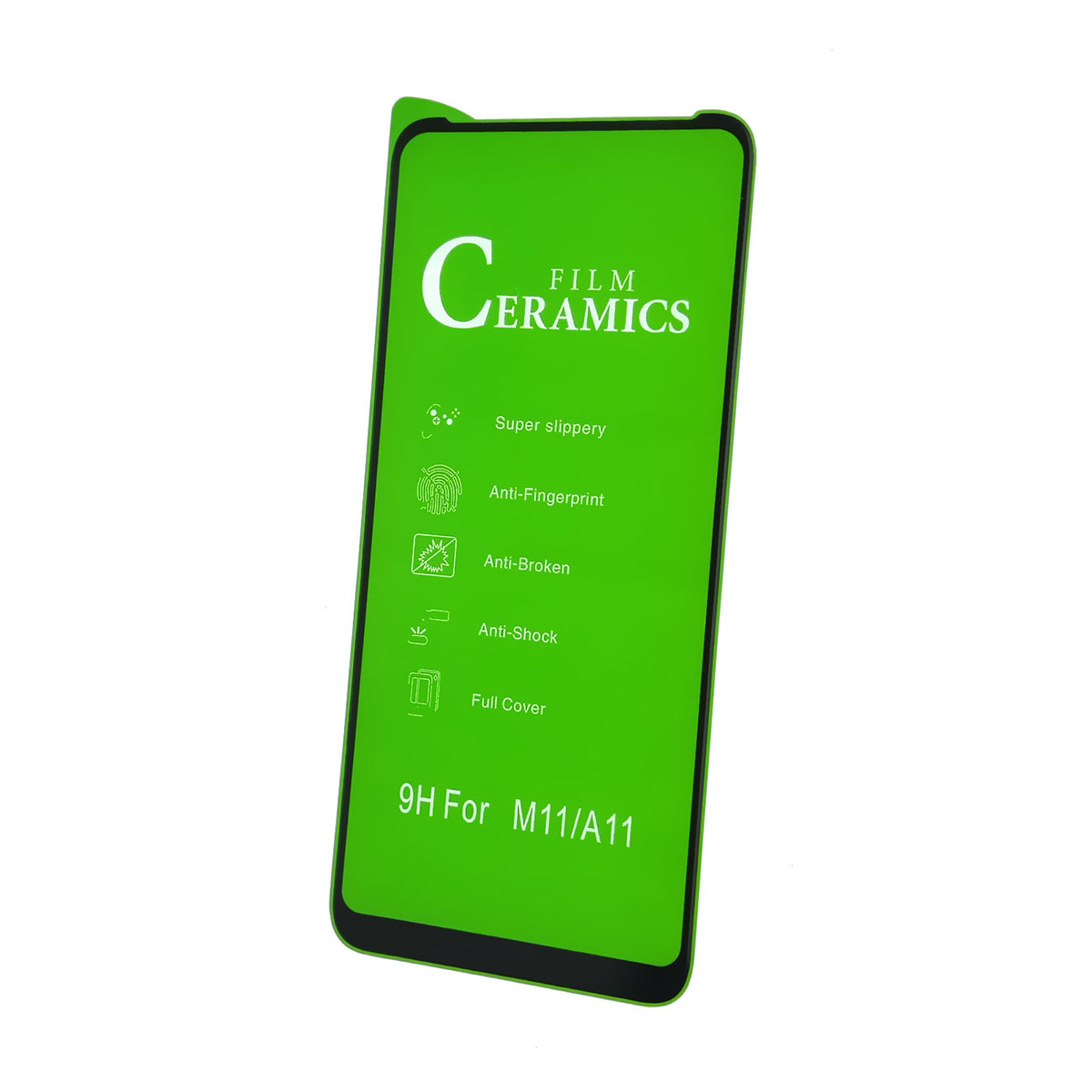 Защитное стекло 9H Ceramics для SAMSUNG Galaxy A11 (SM-A115), Galaxy M11 (SM-M115), цвет окантовки черный.