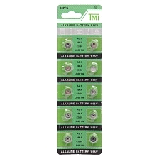 Батарейка TMI AG1 (LR621, LR60, 364A, CX60, SR621SW, LR621W), BL10 Alkaline 1.55V