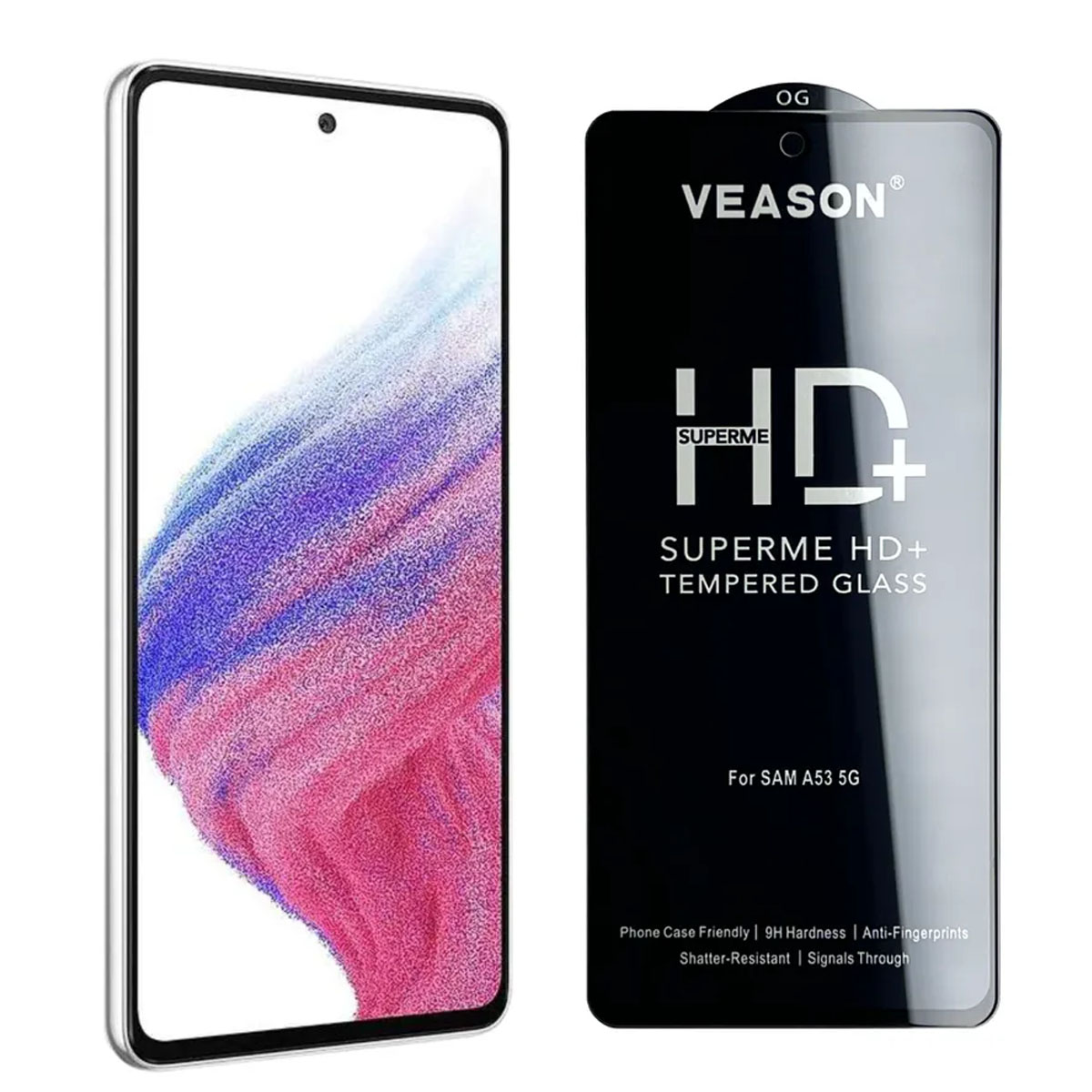 Защитное стекло VEASON HD+ для SAMSUNG Galaxy A53 5G, цвет окантовки черный