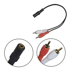 Кабель соединительный H19 AUX 3.5 Jack (F) на 2 RCA (M), длина 0.25 метра, цвет черный Кабель соединительный H19 AUX 3.5 Jack (F) на 2 RCA (M), длина 0.25 метра, цвет черный