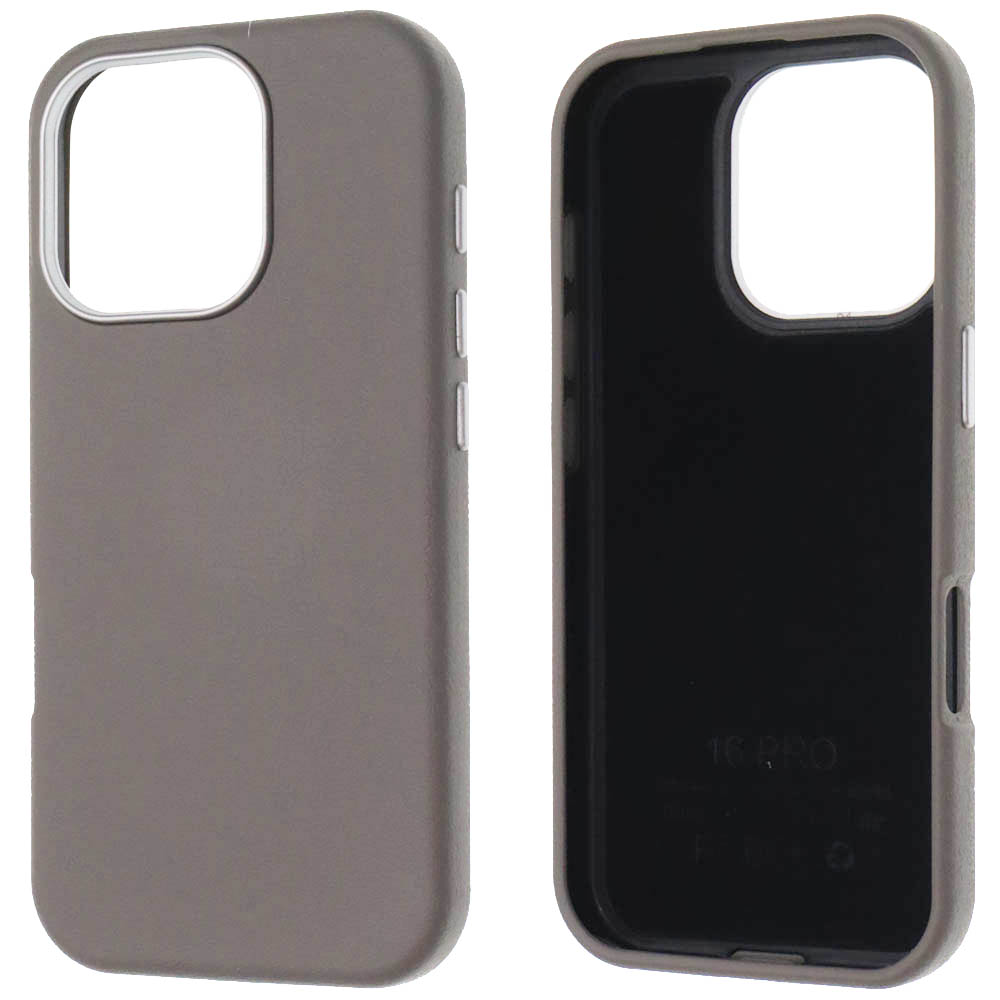 Чехол накладка для APPLE iPhone 16 Pro (6.3"), силикон, пластик, текстура кожи, бархат, цвет серый Чехол накладка для APPLE iPhone 16 Pro (6.3"), силикон, пластик, текстура кожи, бархат, цвет серый