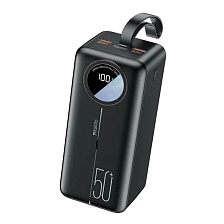 Внешний портативный аккумулятор, Power Bank YESIDO YP44, 50000 mAh, LED дисплей, PD20W, QC3.0, цвет черный Внешний портативный аккумулятор, Power Bank YESIDO YP44, 50000 mAh, LED дисплей, PD20W, QC3.0, цвет черный