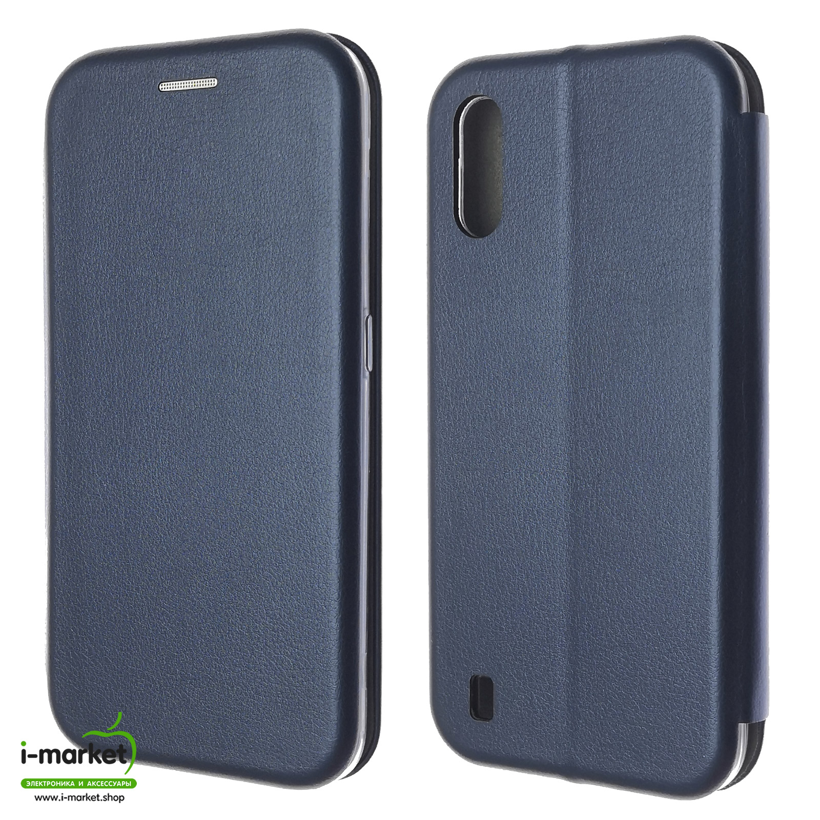 Чехол книжка STYLISH для SAMSUNG Galaxy A01 (SM-A015), экокожа, визитница, цвет темно синий | РЕТРО 4