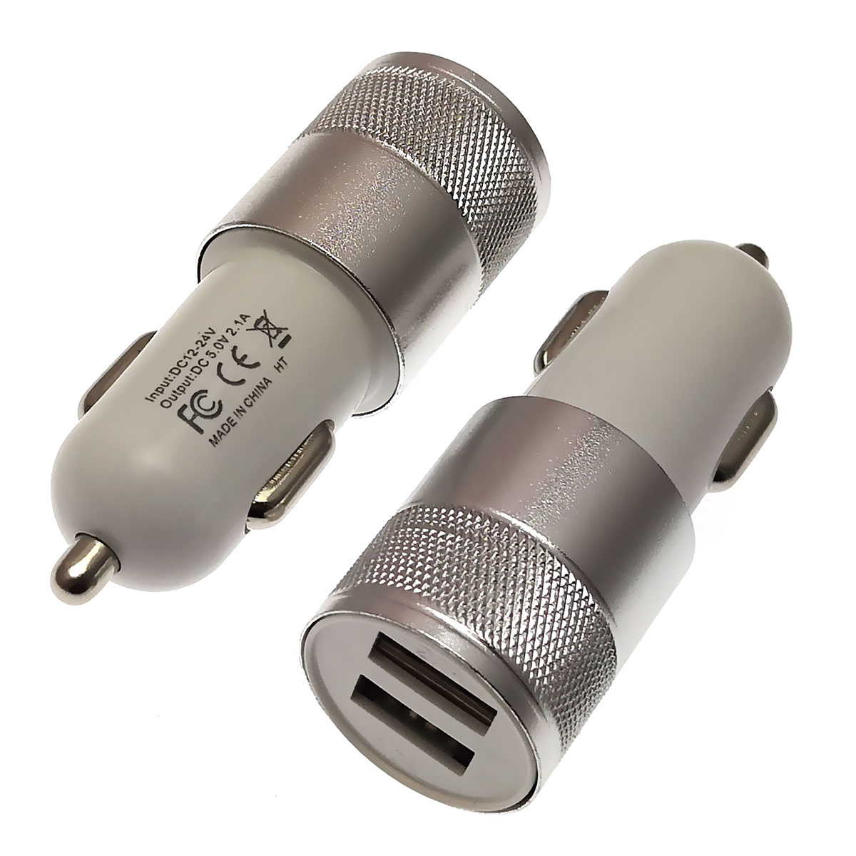 АЗУ (автомобильное зарядное устройство) 12/24V на 2 USB выхода 5V-1/2.1A, цвет серебристо-белый. АЗУ (автомобильное зарядное устройство) 12/24V на 2 USB выхода 5V-1/2.1A, цвет серебристо-белый.