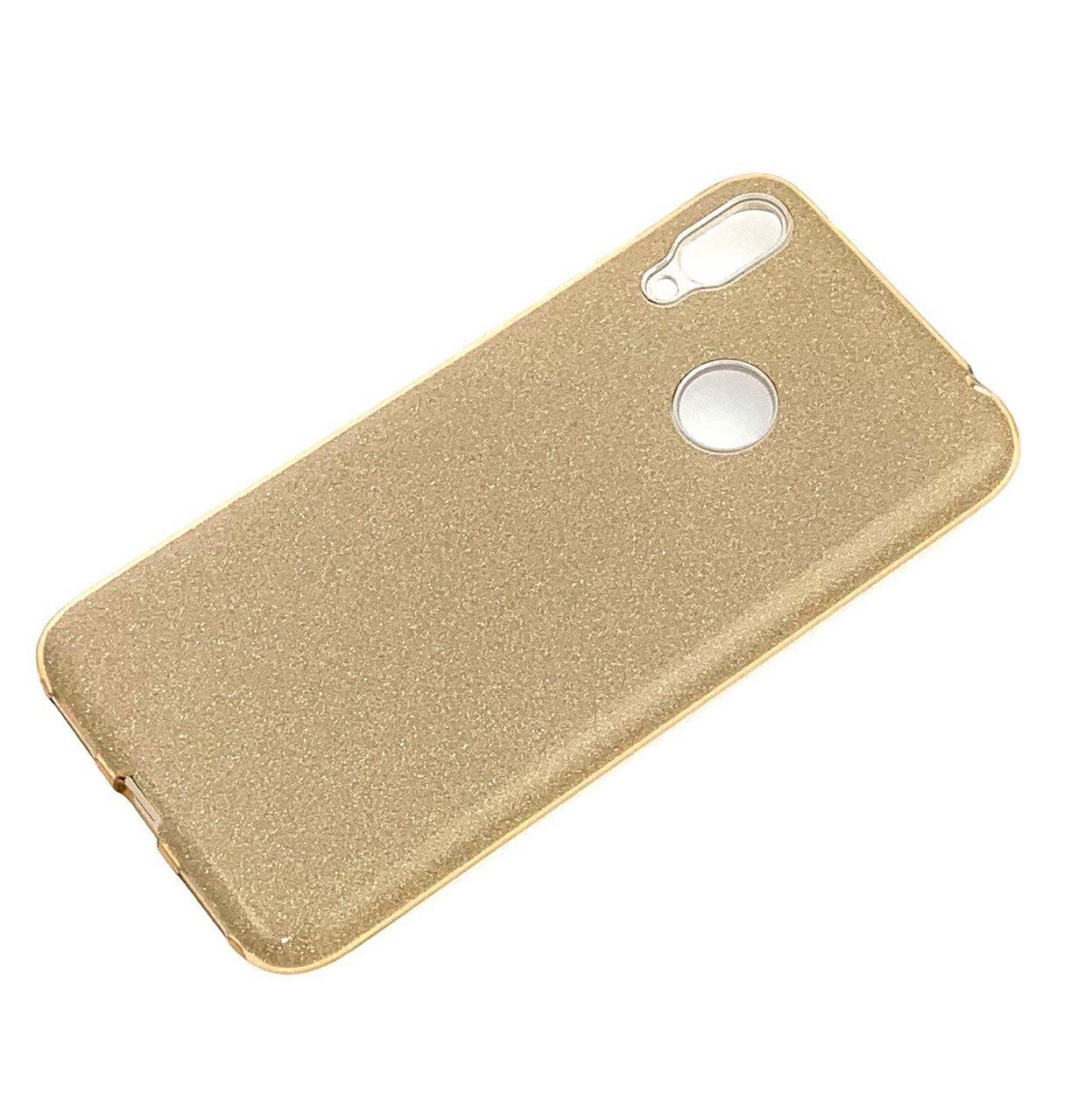 Чехол накладка Shine для HUAWEI Y7 2019, силикон, блестки, цвет золотистый. Чехол накладка Shine для HUAWEI Y7 2019, силикон, блестки, цвет золотистый.