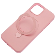 Чехол накладка Revole Mix для APPLE iPhone 13, iPhone 14, силикон, бархат, кольцо держатель, цвет розовый