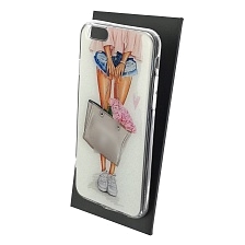 Чехол накладка для APPLE iPhone 6, iPhone 6G, iPhone 6S, силикон, блестки, рисунок Paris