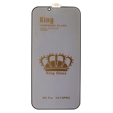 Защитное стекло Антишпион King Glass для APPLE iPhone 13 (6.1"), iPhone 13 Pro (6.1"), iPhone 14 (6.1"), iPhone 16e (6.1"), цвет окантовки черный