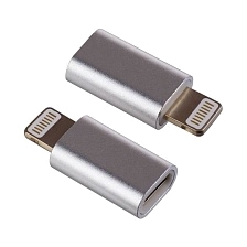 OTG USB адаптер (переходник) Micro USB на APPLE Lightning 8-pin, C&Q T03, цвет серебристый. OTG USB адаптер (переходник) Micro USB на APPLE Lightning 8-pin, C&Q T03, цвет серебристый.