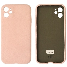 Чехол накладка для APPLE iPhone 11, защита камеры, силикон, имитация алькантара, цвет розовый Чехол накладка для APPLE iPhone 11, защита камеры, силикон, имитация алькантара, цвет розовый