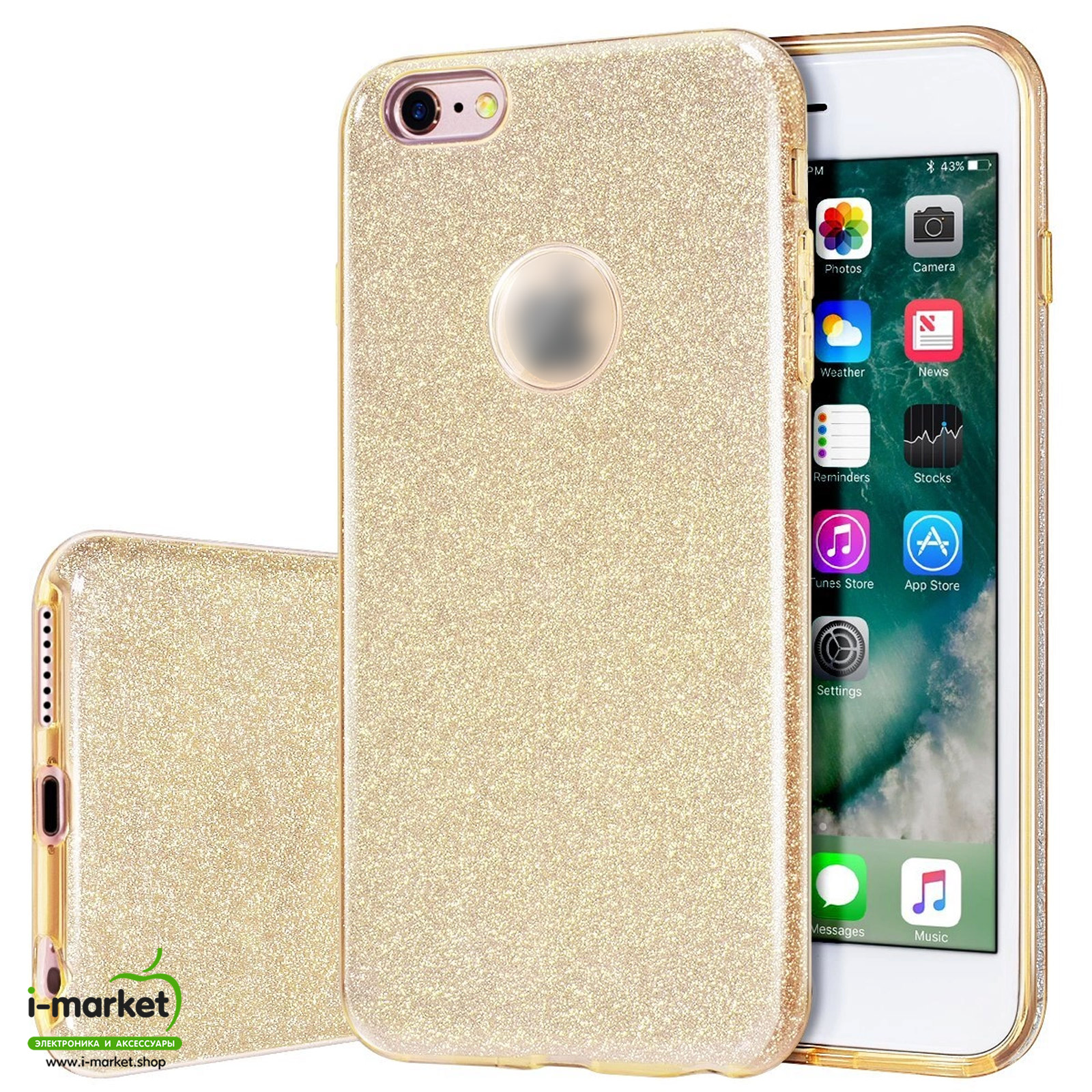 Чехол накладка Shine для APPLE iPhone 6, 6G, 6S, силикон, блестки, цвет золотистый Чехол накладка Shine для APPLE iPhone 6, 6G, 6S, силикон, блестки, цвет золотистый
