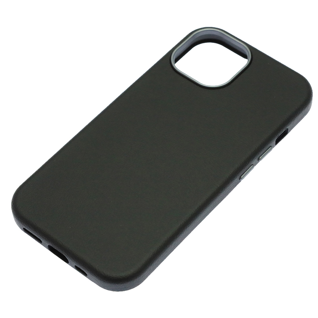Чехол накладка VICTORIA для APPLE iPhone 15, силикон, пластик, текстура кожи, бархат, цвет черный