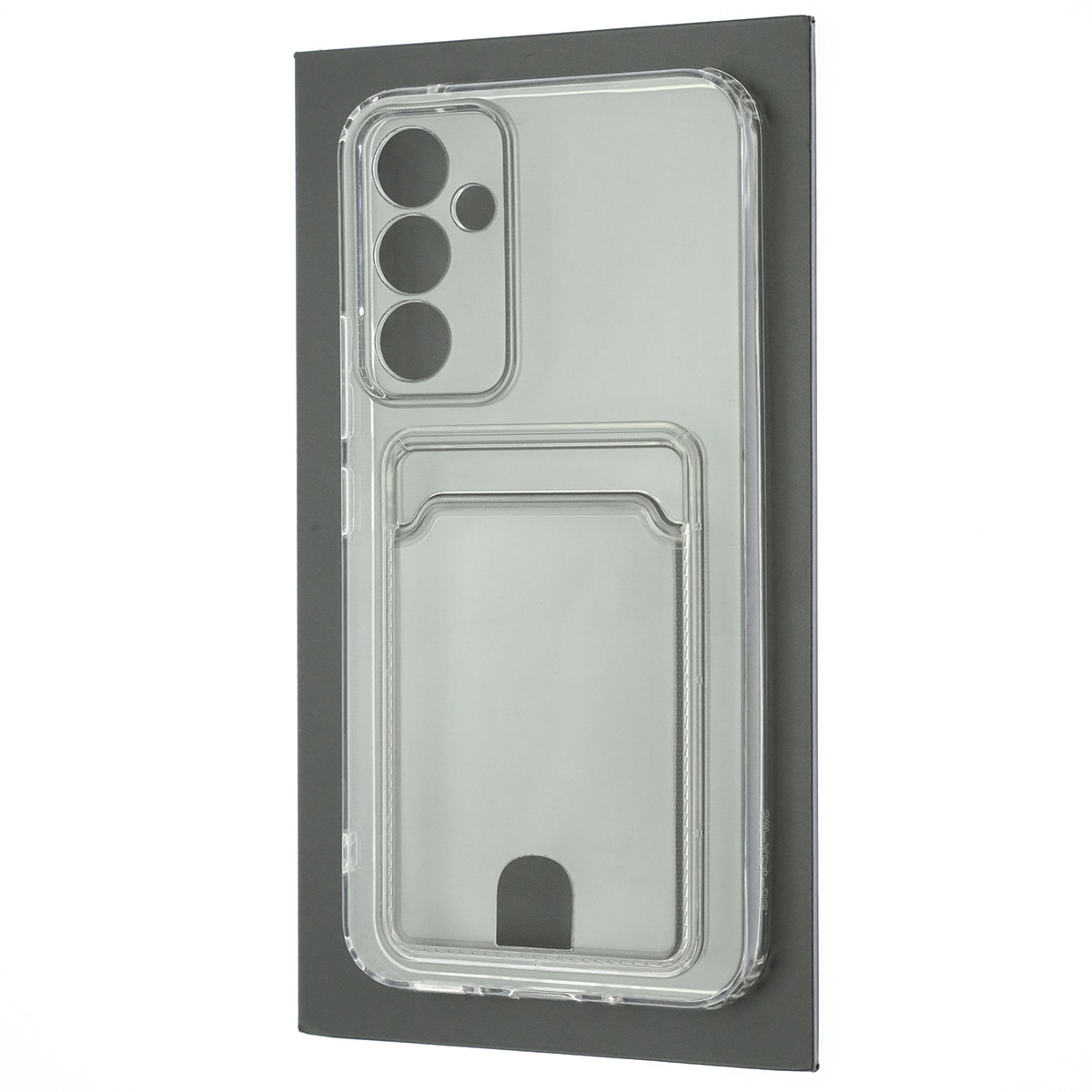 Чехол накладка CARD CASE для SAMSUNG Galaxy A54 5G, силикон, защита камеры, отдел для карт, цвет прозрачный