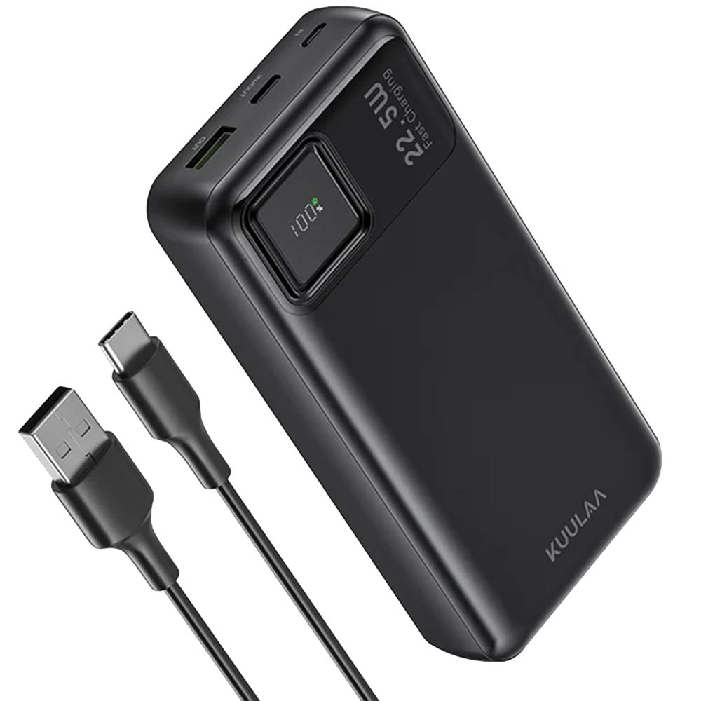 Внешний портативный аккумулятор, Power Bank KUULAA RT-20, 22.5W, Led дисплей, цвет черный Внешний портативный аккумулятор, Power Bank KUULAA RT-20, 22.5W, Led дисплей, цвет черный