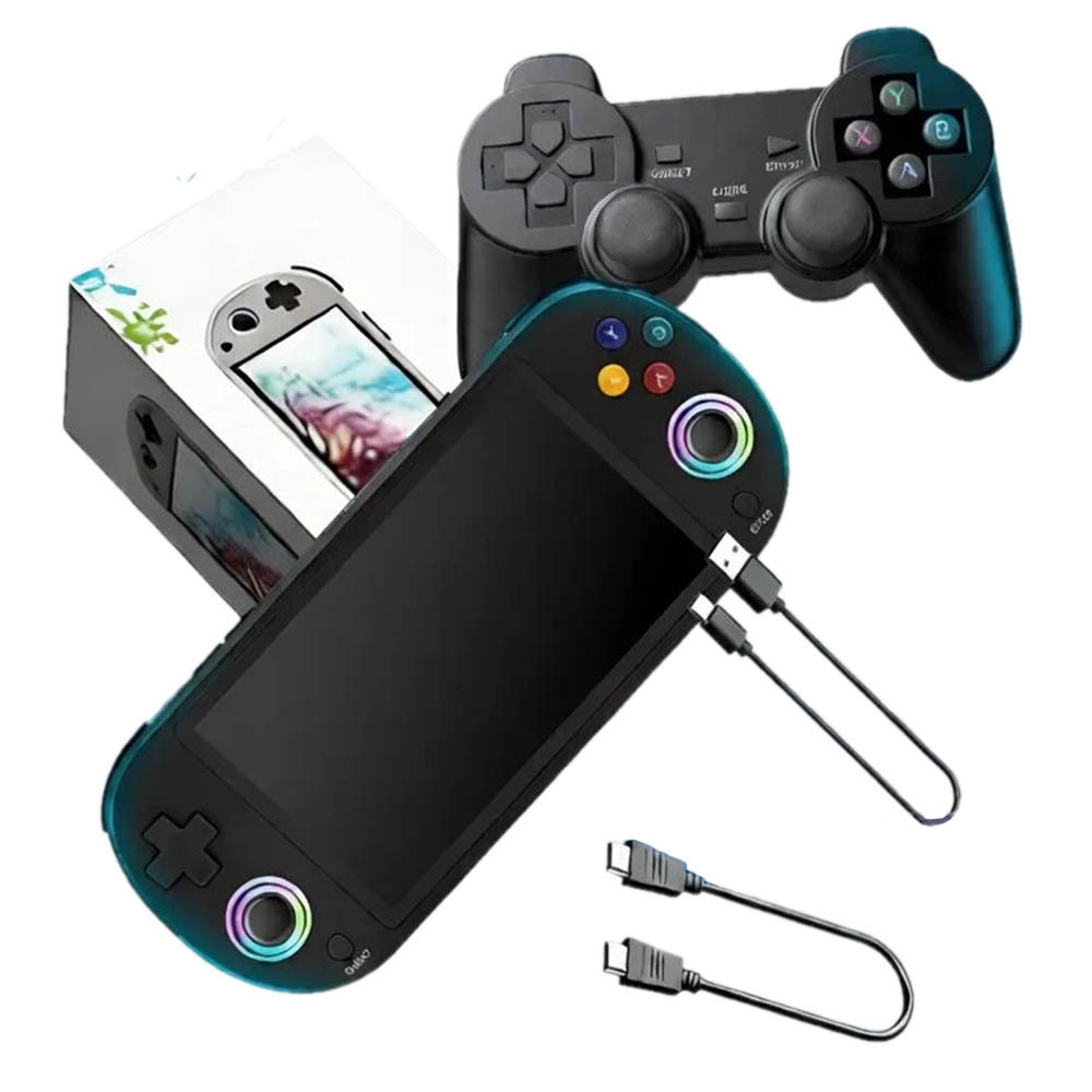 Портативная игровая приставка M22 Pro, диагональ 5 дюймов, 1920*1080, RGB подсветка стиков, геймпад в комплекте, цвет черный