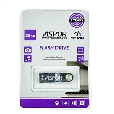 Флешка USB 2.0 32GB ASPOR TG026, цвет серебристый