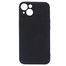 Чехол накладка для APPLE iPhone 14 (6.1"), силикон, карбон, цвет черный Чехол накладка для APPLE iPhone 14 (6.1"), силикон, карбон, цвет черный