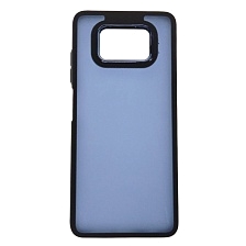 Чехол накладка для XIAOMI POCO X3, POCO X3 Pro, силикон, пластик, цвет окантовки темно синий