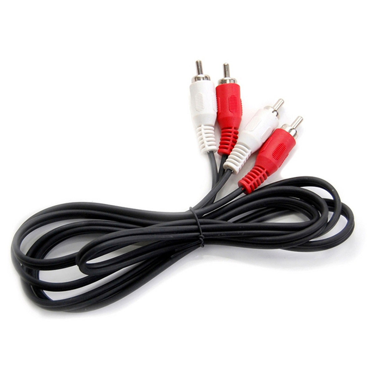 Аудио кабель 2 RCA (M) - 2 RCA (M) (Тюльпан), длина 1 метр, цвет черный