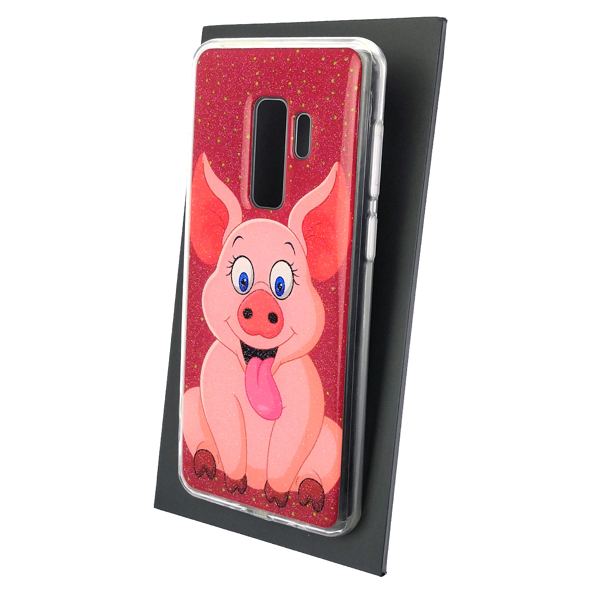 Чехол накладка для SAMSUNG Galaxy S9 Plus (SM-G965), силикон, глянцевый, блестки, рисунок Розовый поросенок Чехол накладка для SAMSUNG Galaxy S9 Plus (SM-G965), силикон, глянцевый, блестки, рисунок Розовый поросенок
