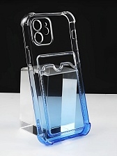 Чехол накладка SHockprOOF для APPLE iPhone 13, защита камеры, противоударный, цвет прозрачный с синим градиентом
