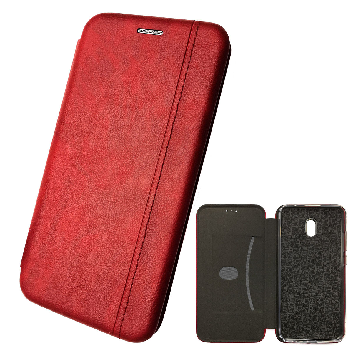 Чехол книжка VINTAGE LiNE для XIAOMI Redmi 8A, экокожа, визитница, цвет красный.