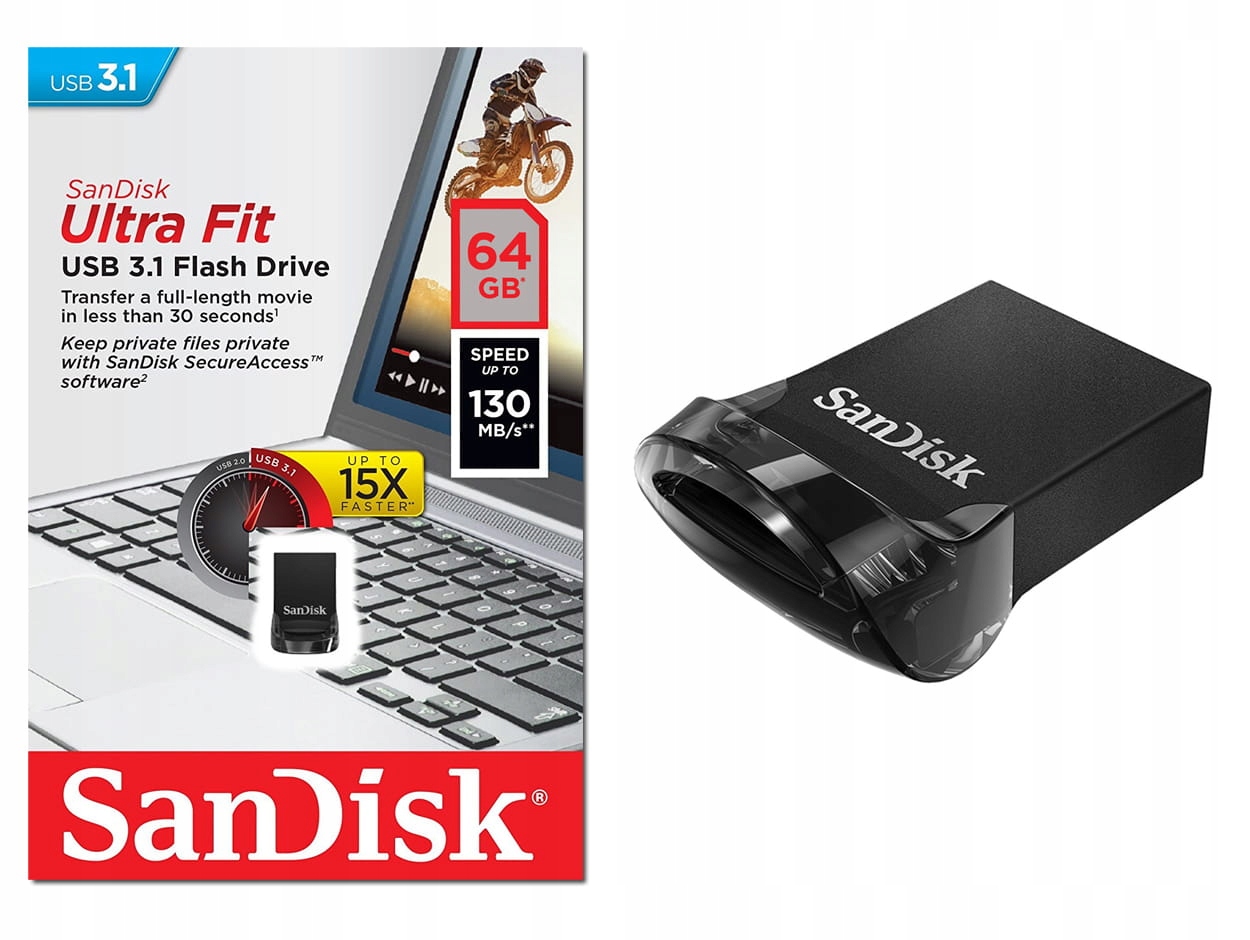 Флешка USB 3.1 64GB SanDisk Ultra Fit.