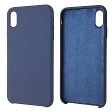 Чехол накладка Silicon Case для APPLE iPhone XS MAX, силикон, бархат, цвет темно синий
