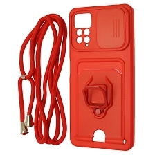 Чехол накладка MULTI FUNCTION 4 в 1 для XIAOMI Redmi Note 11 Pro, Redmi Note 11 Pro 5G, цвет красный