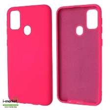 Чехол накладка Silicon Cover для SAMSUNG Galaxy M30s (SM-M307F), M21 (SM-M215), силикон, бархат, цвет малиновый