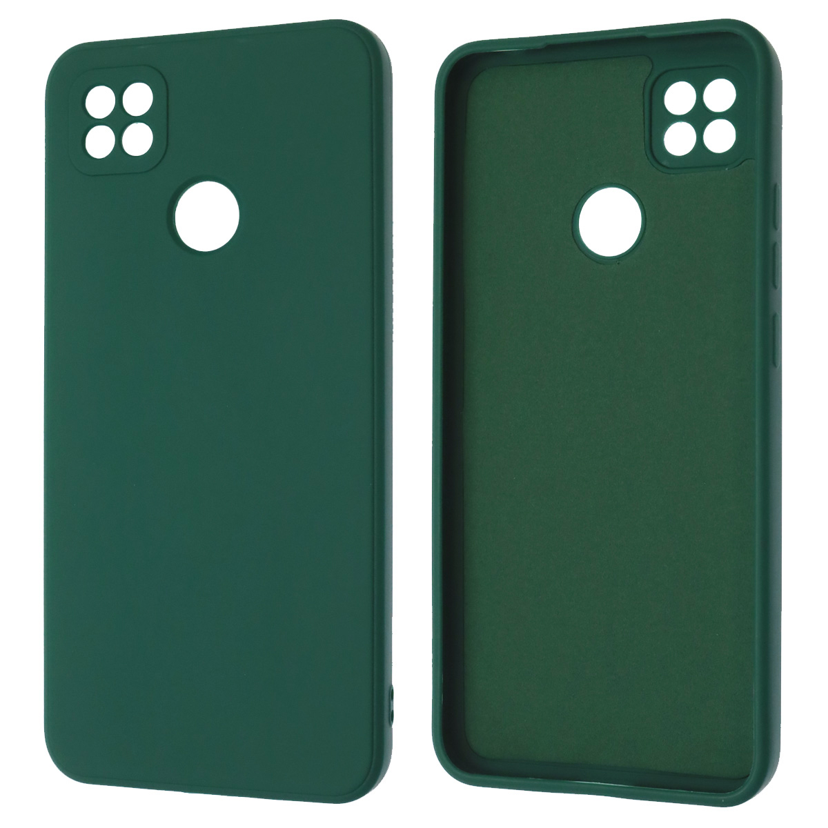 Чехол накладка для XIAOMI Redmi 9C, Redmi 10A, силикон, бархат, цвет темно зеленый Чехол накладка для XIAOMI Redmi 9C, Redmi 10A, силикон, бархат, цвет темно зеленый