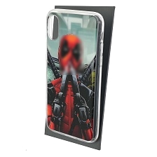 Чехол накладка для APPLE iPhone X, iPhone XS, силикон, глянцевый, рисунок Дедпул два пистолета