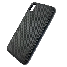Чехол накладка для XIAOMI REDMI 7A, силикон, полоски, цвет чёрный.