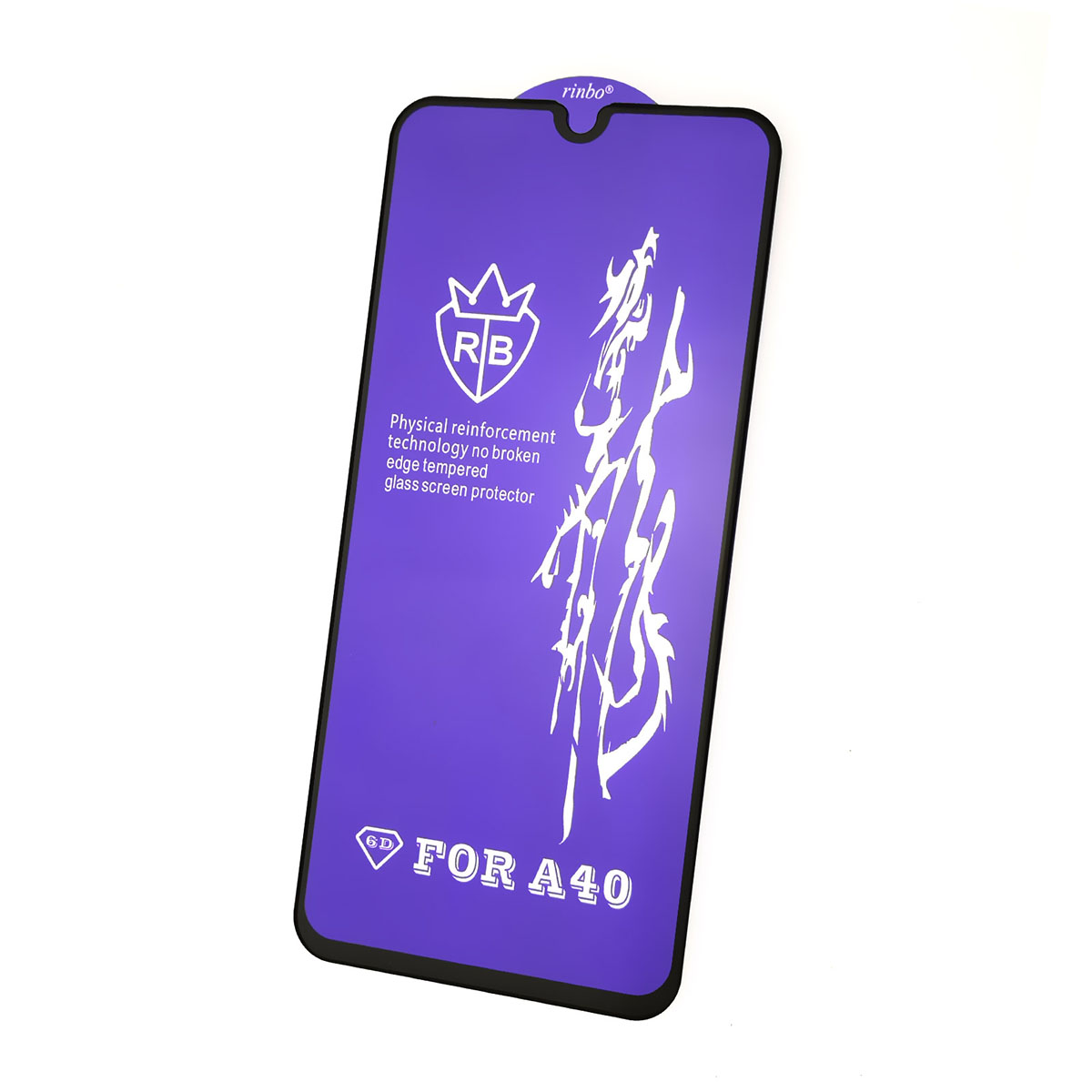 Защитное стекло 9H Rinbo для SAMSUNG Galaxy A40 (SM-A405), цвет окантовки черный.