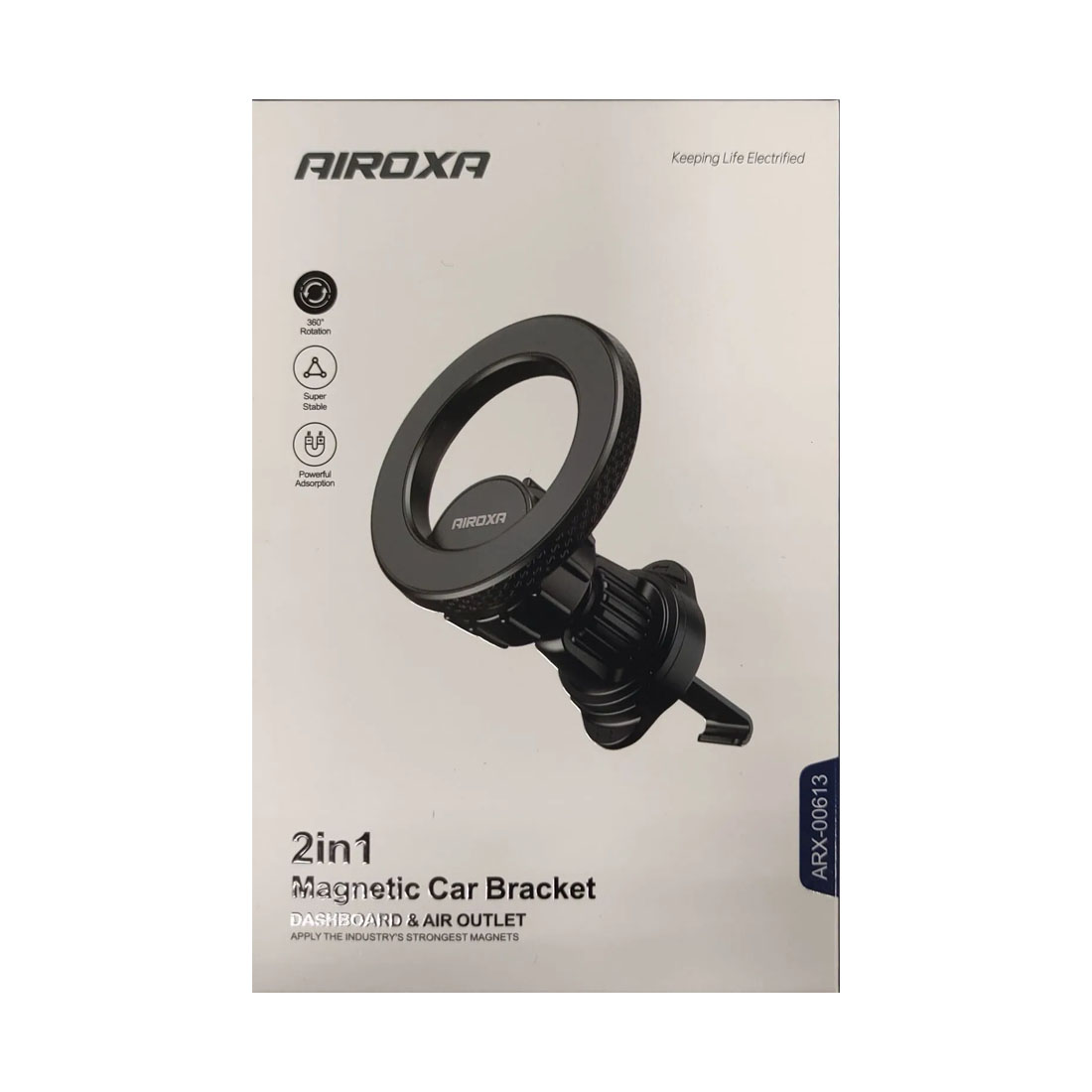 Автомобильный магнитный держатель AIROXA ARX-00613 с креплением под MagSafe для смартфона, в решетку воздуховода, цвет черный