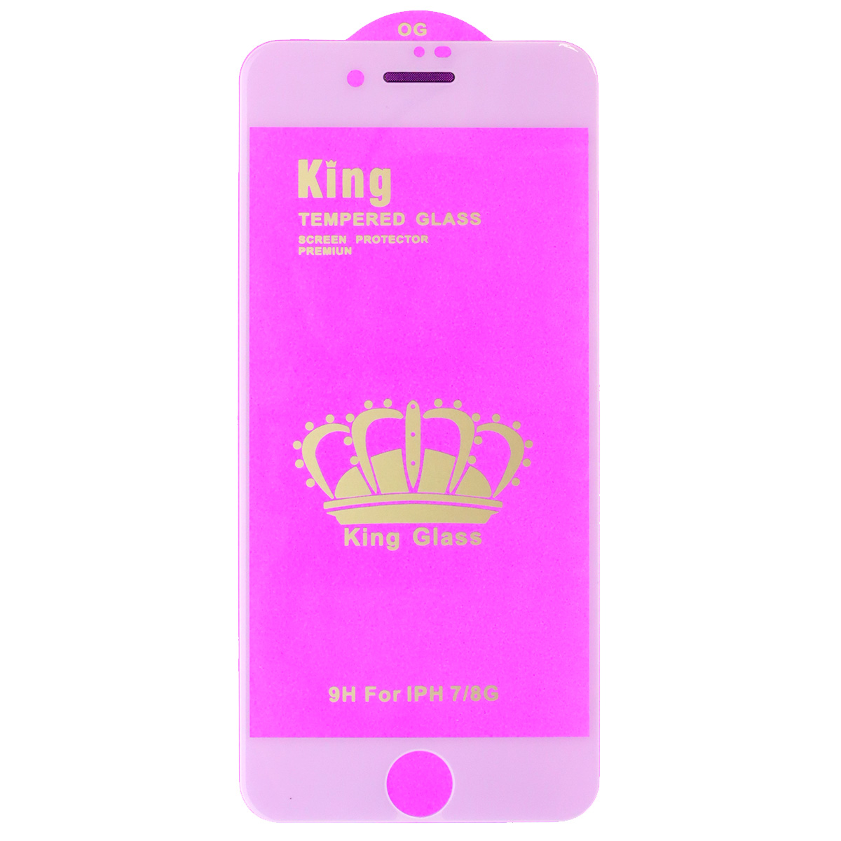 Защитное стекло 9H OG King Glass для APPLE iPhone 7, iPhone 8, цвет окантовки белый