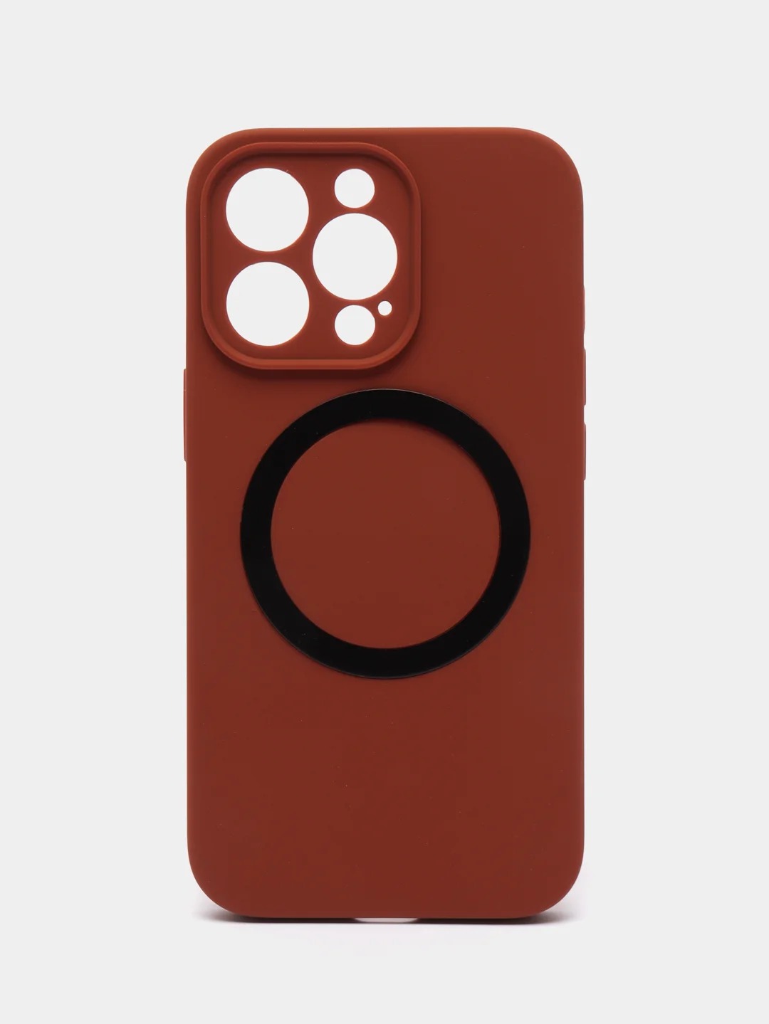 Чехол накладка Silicone Case для APPLE iPhone 13 Pro Max, с поддержкой MagSafe, защита камеры, силикон, бархат, цвет коричневый