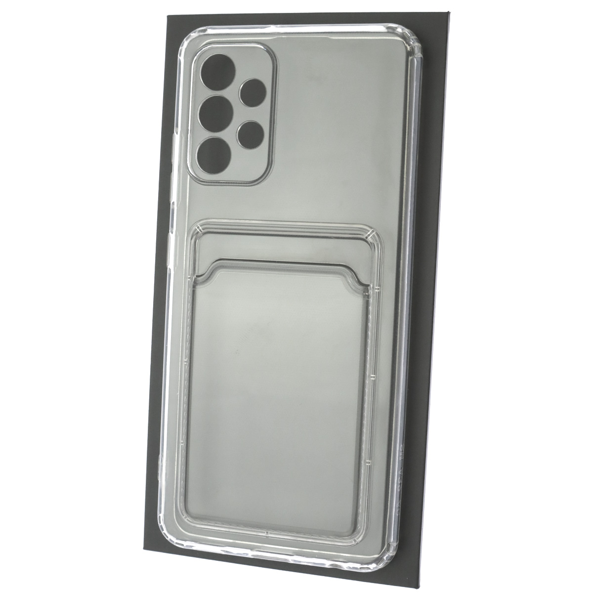 Чехол накладка CARD CASE для SAMSUNG Galaxy A32 4G (SM-A325F), силикон, отдел для карт, цвет прозрачный