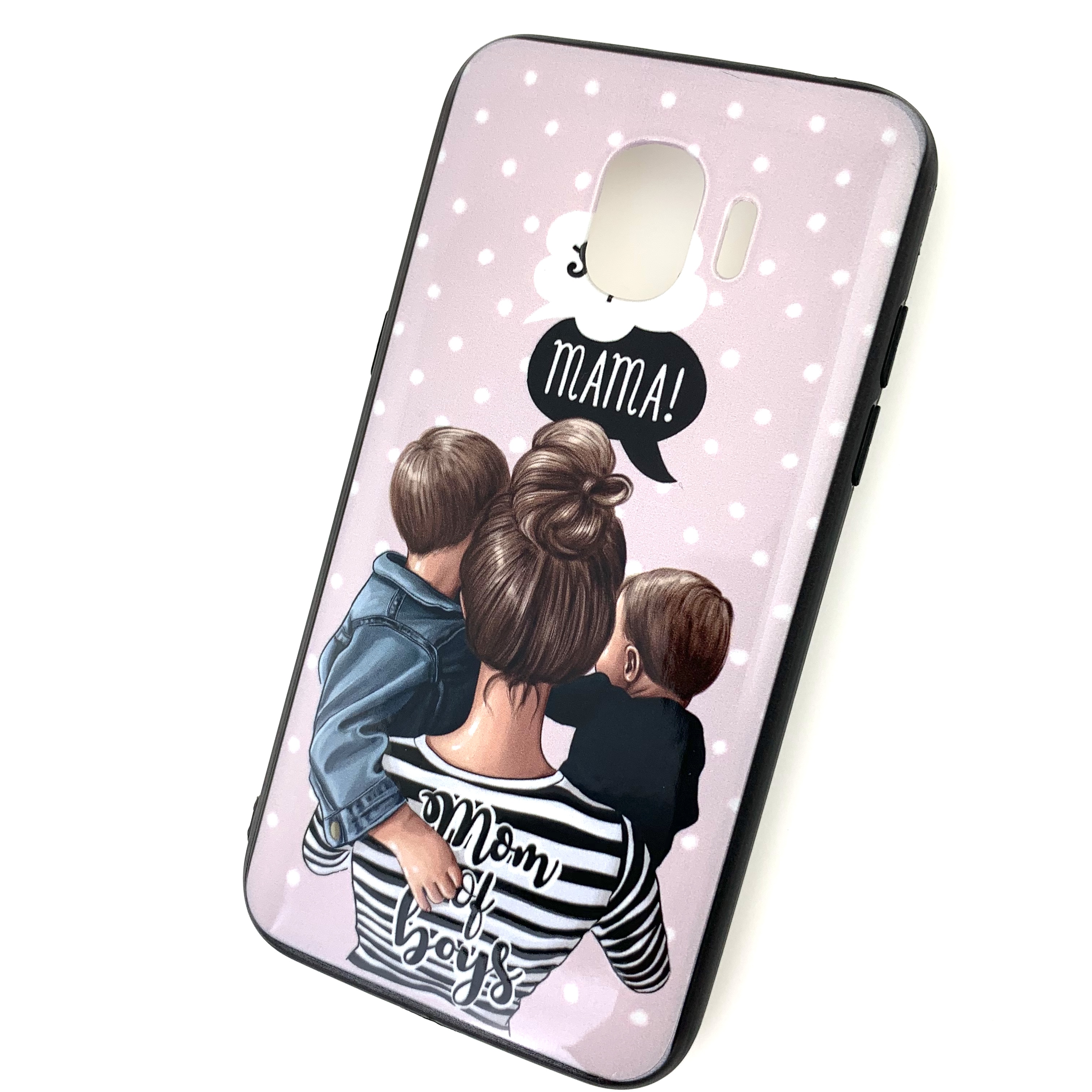 Чехол накладка для SAMSUNG Galaxy J2 Pro (SM-J250), силикон, рисунок super MAMA Mom of boys.