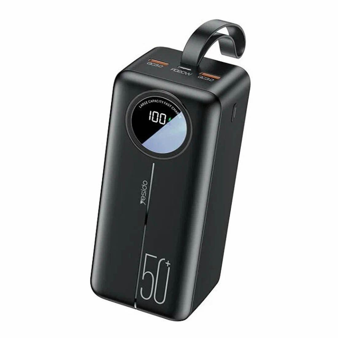 Внешний портативный аккумулятор, Power Bank YESIDO YP44, 50000 mAh, LED дисплей, PD20W, QC3.0, цвет черный Внешний портативный аккумулятор, Power Bank YESIDO YP44, 50000 mAh, LED дисплей, PD20W, QC3.0, цвет черный